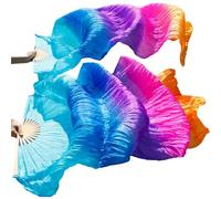 ITRHJTGP Belly Dance Fan Gradient Silk Veil Belly Dance Practice Competition Props Stage Show Costume Accessory Hand Dye Flowy Extra Long Orange 180cm For dancing(Color 6,XXL-280x90cm)