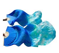 ITRHJTGP Belly Dance Fan Real Silk Fans 1 Pair Belly Dance Classic Size Ribs Performance Props For dancing(Color 13,2XL 280x90cm)