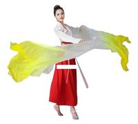 ITRHJTGP Belly Dance Fan Silk Belly Dance Long Fan 1 Pair Gradient Color Classical Yangko Square Performance Practice Fans For Adults For dancing(Color 7,150x90cm Real Silk)