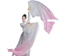 ITRHJTGP Belly Dance Fan Silk Belly Dance Long Fan 1 Pair Gradient Color Classical Yangko Square Performance Practice Fans For Adults For dancing(Color 5,210x90cm Real Silk)
