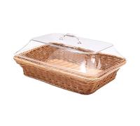 ITRHJTGP Fruit Basket Wicker Bread Basket Serving Vegetable Bread Serving Food Baskets With Lid Fruit Picnic Storage Box Kitchen Supplies(Brown)
