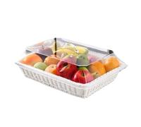 ITRHJTGP Fruit Basket Wicker Bread Basket Serving Vegetable Bread Serving Food Baskets With Lid Fruit Picnic Storage Box Kitchen Supplies(White)
