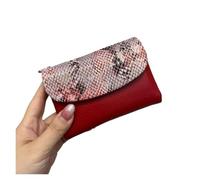 ITRHJTGP Ladies Purse Cow Leather Short Wallet Women Genuine Cowhide Card Holder Purse Ladies(Red)