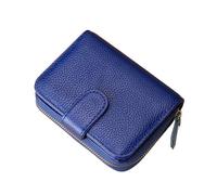 ITRHJTGP Ladies Purse Genuine Leather Wallet Women Layer Cowhide Money Purse Card Holder Zipper(Blue)