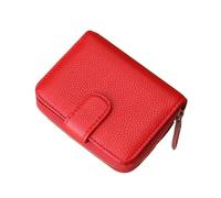 ITRHJTGP Ladies Purse Genuine Leather Wallet Women Layer Cowhide Money Purse Card Holder Zipper(Red)
