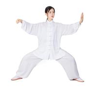 ITRHJTGP Martial Arts Outfit Women's Men's Soft Cotton Tai Chi Suit Kung Fu Wushu Martial Arts Uniform Wing Chun Jacket Pants(White,XXL(180cm))