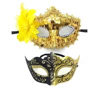 ITRHJTGP masquerade mask 2pcs Elegant Sequin Masquerade Mask Set for Couples Valentine's Day Dance Performance Cosplay Costume Carnival Prom Celebrations for Halloween(Gold)