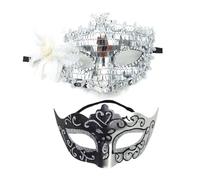 ITRHJTGP masquerade mask 2pcs Elegant Sequin Masquerade Mask Set for Couples Valentine's Day Dance Performance Cosplay Costume Carnival Prom Celebrations for Halloween(Silver)