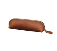 ITRHJTGP Pencil Case Handmade Genuine Leather Pencil Bag Retro Simple Stationery Holder Pen Case Storage Bag Zipper Pencil Pouch Glasses Case