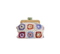 ITRHJTGP Woven Bag Crochet Clutch Granny Square Handbag Women Clasp Purse Woven Jacquard Bag(Color-02)