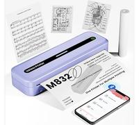 ItriAce A4 Portable Thermal Printer, Wireless Inkless Bluetooth Printer for Phone and Laptop, Compact Printer Supports A4 Thermal Paper, Great for Home Use, Travel, Photo, Tattoo - Purple