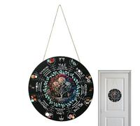 itrimaka Calendar Pagan Altar Pagan Wheel, Pagan Witch Sign 12'' with Wiccan Holidays, Wicca Door Sign Wall Decor, Pagan Witch Sign Celestial Sign Yule Altar for Christmas Decor