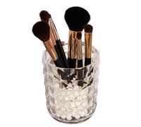 itrimaka Makeup Cups For Brushes,Makeup Brush Cup Holder - Transparent Holder Exquisite Texture Cosmetic Brush Organizer Cup Light Luxury Style Girl