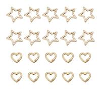 ITROLLE 20PCS Gold Heart Shaped Hiking Keychain Pet Leash Hooks Zinc Alloy Twist Open Spring Ring C542 21mm Heart 10pcs C020 30mm Star 10pcs for Hanging ID Cards Small Accessories
