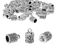 ITROLLE 50PCS Knot End Caps Antique Silver Leather Tassel Clasps DIY Handmade Tibetan Style Alloy Pattern Bracelet End Caps 10887 for Necklaces Keychains Handbag Charms