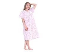 iTRONiK Ladies Floral Incontinence Open Back Nightie - Polycotton Hospital Nightdress for Maternity, Continence Problems & Easy Dressing (Pink-12/14)