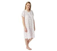 iTRONiK Ladies Pink or Blue or Purple Floral Poly Cotton button through Nightdress Nightie Size 10-32 Plus Size (Pink, 16-18)