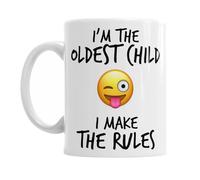 iTRONiK Mugs Family Siblings Youngest Middle Oldest Sisters Rules Funny Coffee Tea - Funny Set of Ceramic Photo Mugs (Oldest Child)