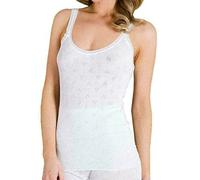 iTRONiK New 100% Cotton Snowdrop Ladies Thermal Underwear-Vest, Short Sleeve, Long Sleeved, Vest - White Made in The UK (L, V Neck Plain)
