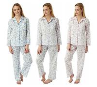 iTRONiK NEW Ladies Floral Poly Cotton FULL SLEEVE PYJAMAS Size 10-30 Plus Size Pink Lilac or Blue (Pink, 24-26)