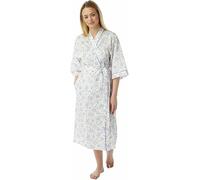 iTRONiK NEW Ladies Floral Poly Cotton Nightdress Floral Dressing Gown Robes Wrap Size 10-30 Plus Size Pink Lilac or Blue (Lilac, 28-30)