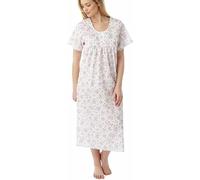 iTRONiK NEW Ladies Floral Poly Cotton Nightdress Nightie Size 10-30 Plus Size Pink Lilac or Blue (Pink, 12-14)