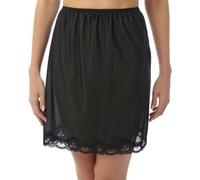 iTRONiK NEW Ladies Ladies Half waist slip underskirt petticoat Polly cotton, Black & white 18 inch long - UK MADE New Size 10-24 (as8, numeric, numeric_14, numeric_16, regular, regular, Black)