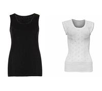 iTRONiK New Ladies Thermal Underwear-Vest, Built up Spencer Sleeveless Made in The UK Size S-3XL Black or White (Black, 3XL)