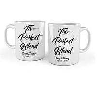 iTRONiK Personalised Wedding, Engagement Mugs Set,The Perfect Blend, with Names and Date Both Side Print White, 11 Oz Mugs…