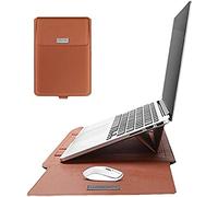 iTrustz, Sleeve for All Laptop of 13/14 INCH Size, Comes with Leather leaner Bag Laptop Stand for Best Comfort, Includes Mouse Bag, Data line Bag, Data Cable Strap. (Brown)