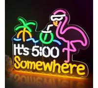 Its 5 00 O'clock Some Where Neon Signs for Wall Decor, Dimmable Neon Light Sign for Man Cave with ON/OFF Switch, USB Powered LED Light Up Beer Sign for Home Bar, 12.6 * 16.2''