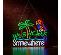 Its 5 00 O'clock Some Where Parrot Neon Sign for Wall Décor Dimmable Palm Tree Sun LED Man Cave Bar Beer Garage Neon Light USB Powered Neon Art Signs