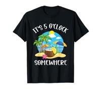 It's 5 O’clock Somewhere Summer Retro Beach Sunset Drinking T-Shirt