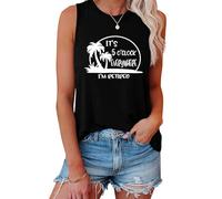 It's 5 O'clock Everywhere I'm Retired Tank Top for Women Retirement Shirt Round Neck Sleeveless Tee, black, XL