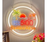 Its 5 O'clock Some Where Sign - Neon Sign for Wall Décor - 17"x13" Beer Neon Sign for Business with Dimmable Switch - Bar Signs for Home Bar Powered by USB