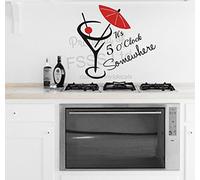 ITS 5 O'CLOCK Somewhere BAR Restaurant Quote Wall Art Sticker DIY Home (Black, 68x64cm)