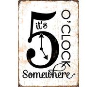 It's 5 O'Clock Somewhere Beach Vintage Style Metal Tin Sign Home,Living Room,Kitchen,Dining Room,Bedroom,Farmhouse,Wall Decoration 8" x12"