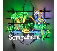 It's 5 O'clock Somewhere Beer Neon Light Sign Handmade Real Glass Neon Tube Beer Bar Pub Party Wall Window Display Home Bedroom Garage Decoration 19x15 inches