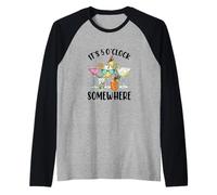 Its 5 Oclock Somewhere Drinking Hello Summer Beach Raglan Baseball Tee