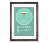 Its 5 Oclock Somewhere Framed Print | A2 Walnut Framed Wall Art | Ready to Hang | Modern Nature Picture | Living Room Bedroom Lounge Office