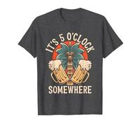 It's 5 O'Clock Somewhere Funny Day Drinking Beer Tattoo T-Shirt, Men, Dark Heather Grey, 3X-Large
