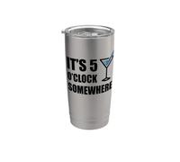 It's 5 O'Clock Somewhere Funny Vacation Happy Hour Drinking Stainless Steel Insulated Tumbler