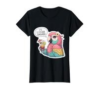 It's 5 O'Clock Somewhere Funny Womens Drinking Parrot Drink Value Graphic T-Shirt, Women, Black, XL