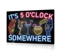 Its 5 O'clock Somewhere Metal Tin Sign Drinking Neon Home Bar Decor Beer Vintage Tin Signs For Bedroom Garage Pub Club Decor Man Cave 8x12 Inch