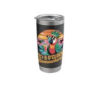 It's 5 O'clock Somewhere Retro Parrot Drinking Summer Bech Stainless Steel Insulated Tumbler