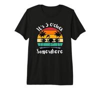 It's 5 O'clock Somewhere Retro Sunset Flamingo Men Woman Premium T-Shirt