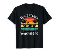 It's 5 O'clock Somewhere Retro Sunset Flamingo men woman T-Shirt