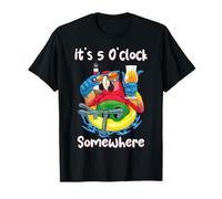 It's 5 O'clock Somewhere Shirt Drinking Parrot Beach Summer T-Shirt