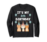 It's 8th Birthday Funny 8 Years Old Cat Lovers Celebration Long Sleeve T-Shirt