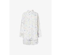 It's 9Pm Womens It's 9Pm x Oceanus Jessie Sealife-Print Cotton Pyjama Set White S